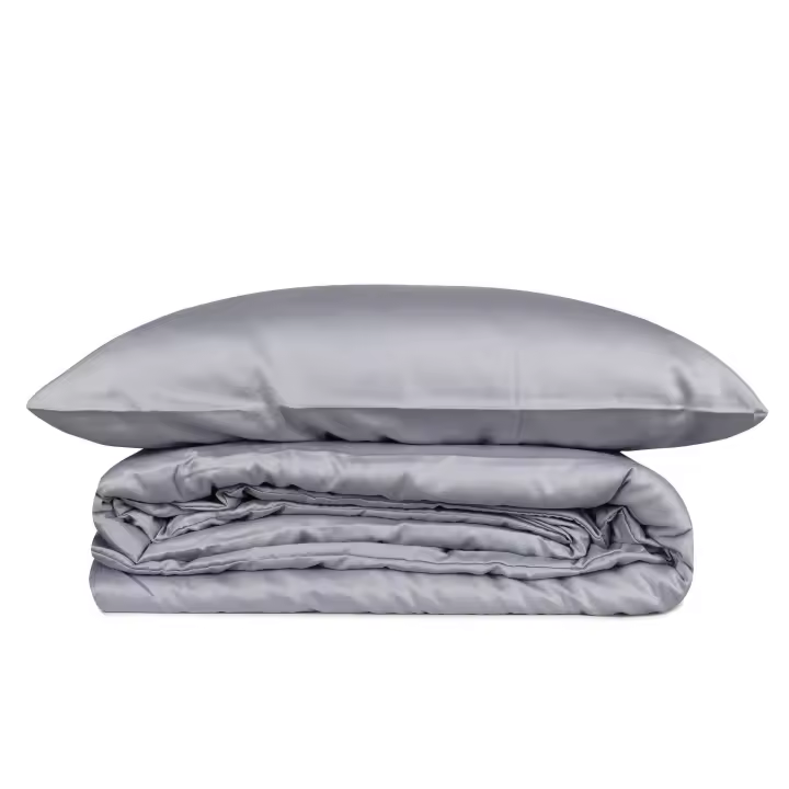 Wellhome Juego de Ropa de Cama Satén Algodón - Set de Funda Nórdica + 2 Fundas de Almohada 240x220 Gris - Suavidad Garantizada - 1