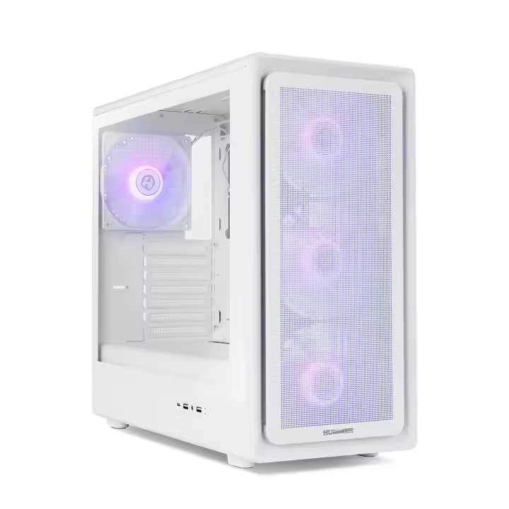 NOX Hummer Aero – Semitorre ATX | M-ATX | ITX 4 Ventiladores ARGB PWM de 140mm Incluidos, Frontal Mesh, Lateral Cristal Templado, USB-C y USB 3.0, Soporte para GPU de 420 mm, Filtro Magnético, Blanca - 1