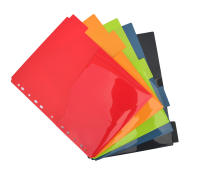 Pack 5 Separadores XTRA A4 Vital Colors en 5 Colores para todas las Carpeta de Anillas - Separadores en Polipropileno 100% ECO con Bolsillo y 5 indicadores adhesivos by Office Box. - details 0