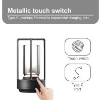 Lámpara De Mesa LED Aluminio Cristal Restaurante Barra Luz De Escritorio Dimmable 5200mAh Carga USBInterruptor Táctil Decoración Dormitorio - details 1