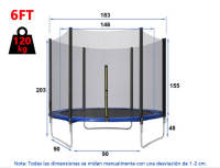 ALLINLIFE Trampolín portátil para niños de 140 cm / 160 cm,Cama elástica - trampolín 6FT, 8FT ideal para regalo de Navidad, espuma anticolisión para saltar y actividades de trampolín interior en trampolín interior para 4-15 años - details 1