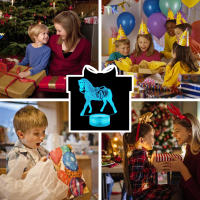 Lámpara Nocturna 3D De Caballo Animal Decoración Para Dormitorio De Niños Luz De Escritorio Para Regalo De Navidad Y Cumpleaños - details 4