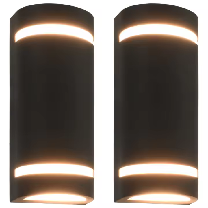 vidaXL Lámparas de pared de exterior 2 uds 35 W negro semicircular - 1
