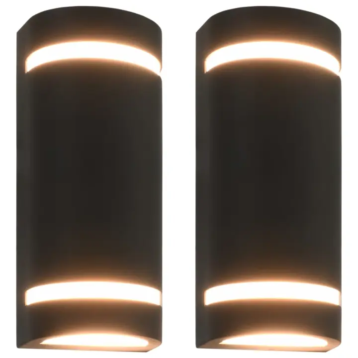 vidaXL Lámparas de pared de exterior 2 uds 35 W negro semicircular - 1