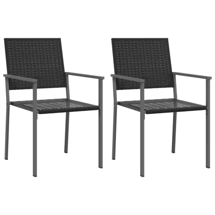 Sillas de Jardín 2 UDS sintético Negro 54x62,5x89 cm - 1