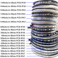 Tira De LED RGB Inteligente WS2812B 5m/Roll 30/60/144leds/m Negra/Blanca PCB IP30/IP65/IP67 5050 Individually Addressable Para Iluminación Inteligente - details 0