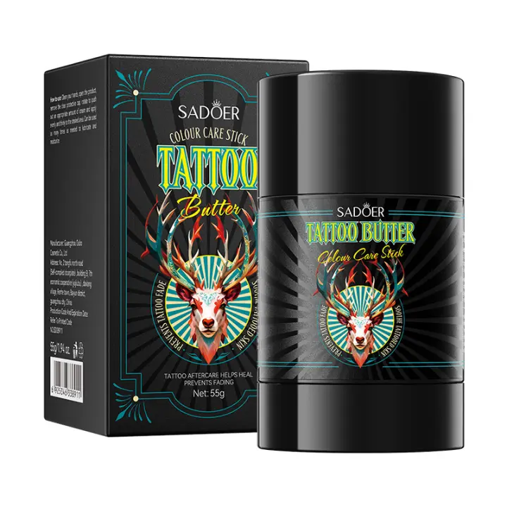 Manteca para el cuidado posterior de tatuajes, manteca para el cuidado posterior de tatuajes para mejorar el color, curar tatuajes nuevos y rejuvenecer tatuajes antiguos, manteca natural orgánica para el cuidado posterior de tatuajes - 1