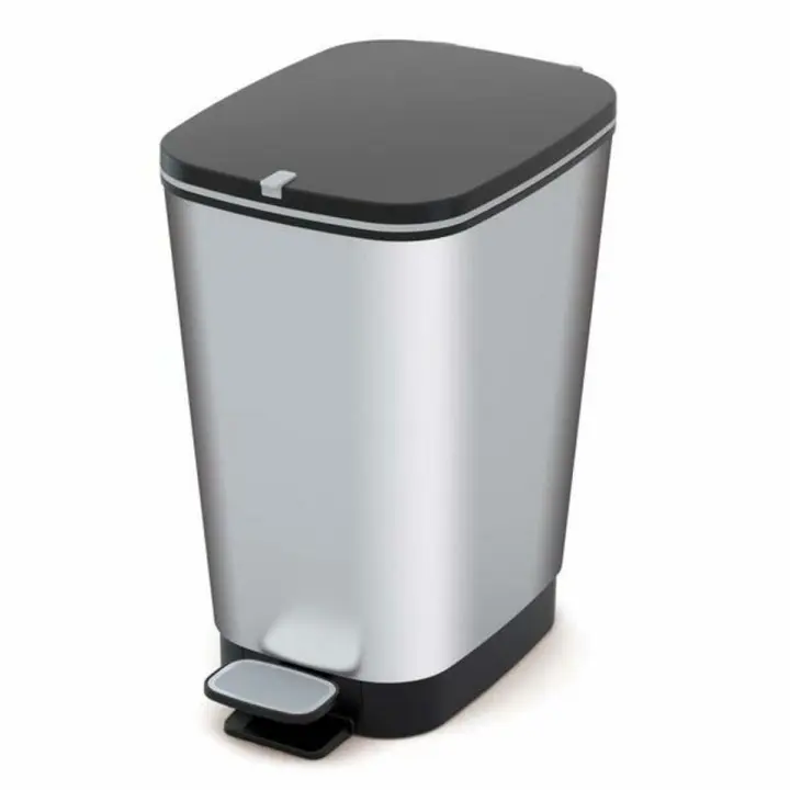 Cubo de Basura con Pedal Curver Chic Acero Inoxidable 50 L Plateado - 1