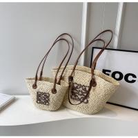 Bolso de paja Bolso de gran capacidad Bolso de mano tejido a mano Bolso de Playa para Mujer (1 Unidad, beige) （A 50*28*19cm）（a34*20*13） - details 2