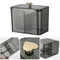 Contenedor Organizador De Baño Con 3 Secciones Para Algodones Y Tapones De Cera Transparente Almacenamiento De Cosméticos Jarra Para Algodones Y Tapones - details 15