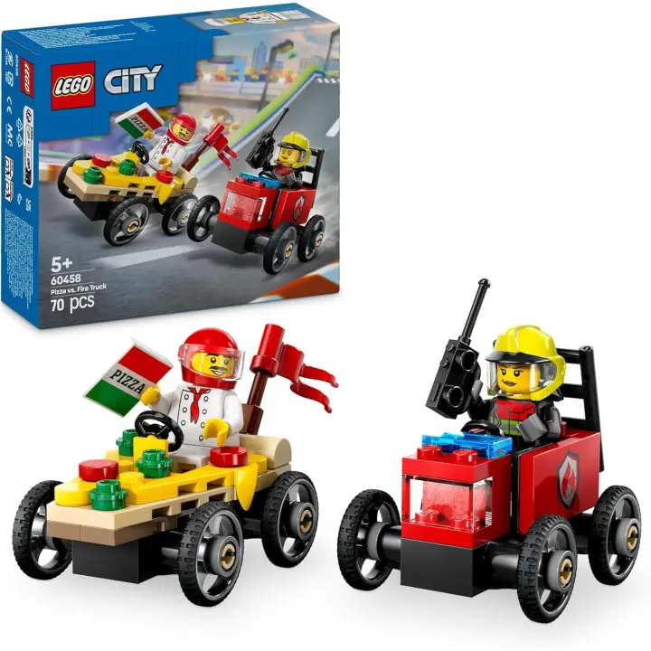 Lego 60458 Pack de coches de carrera: Pizza vs Camion de bomberos Lego City - 1