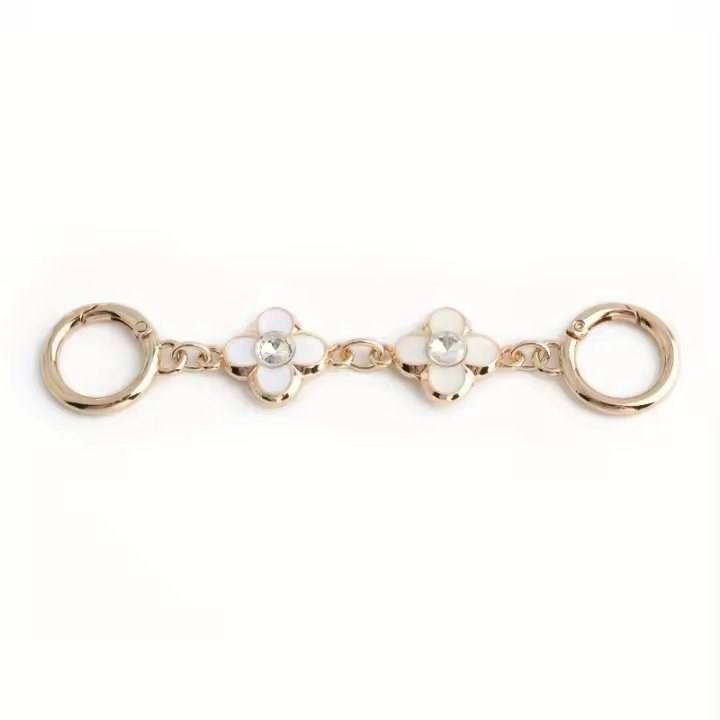 Cadena Extendida De Flor De Diamante Para Bolso De Hombre Y Cruzado 13,5 cm Metálica De Aleación De Zinc Blanco Y Negro Accesorio DIY - 1