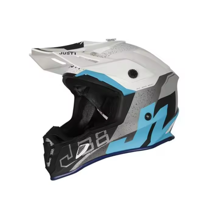 CASCO MOTOCROSS JUST1 J38 KORNER  LIGHT BLUE WHITE - 1