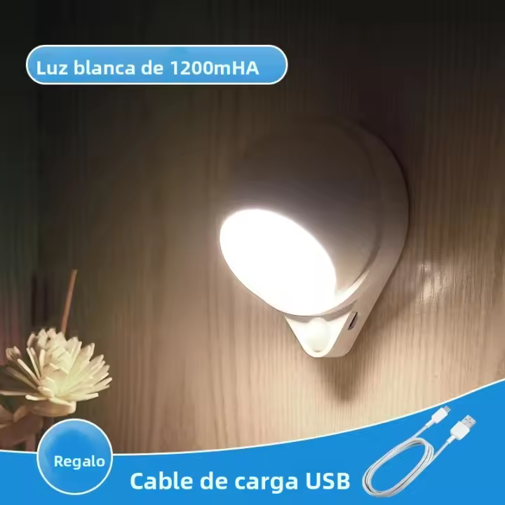 Luz De Noche LED Con Sensor De Movimiento 360° Rotación Recargable Por USB Para Casa Lámpara De Pared Habitación Armario Pasillo - 1