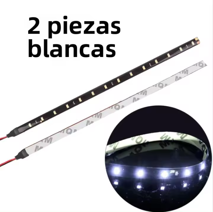 2pcs Luz Flexible LED Adhesiva Autocollante 30cm 15 LEDs Impermeable Para Decoración De Coche Y Hogar Multicolor - 1