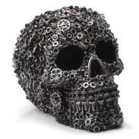 Estatua Decorativa De Calavera Con Engranajes En Resina Estilo Mecánico Adorno Artístico Para El Hogar Y Decoración De Halloween - details 3