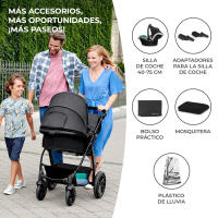 Kinderkraft MOOV carrito bebé 3 piezas, silla coche MINK PRO I-Size incluido, carro 3 en 1, silla paseo, sistema de viaje, plegable, con accesorios, góndola, adaptadores, 22 kg - details 0