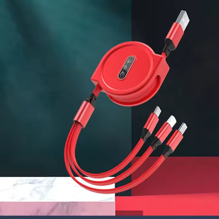 Cable De Datos Para Móvil NNBILI 2024 Nuevo Retráctil Carga Rápida Para Android Tipo-C Apple Xiaomi Samsung Tejido Tres En Uno - 1