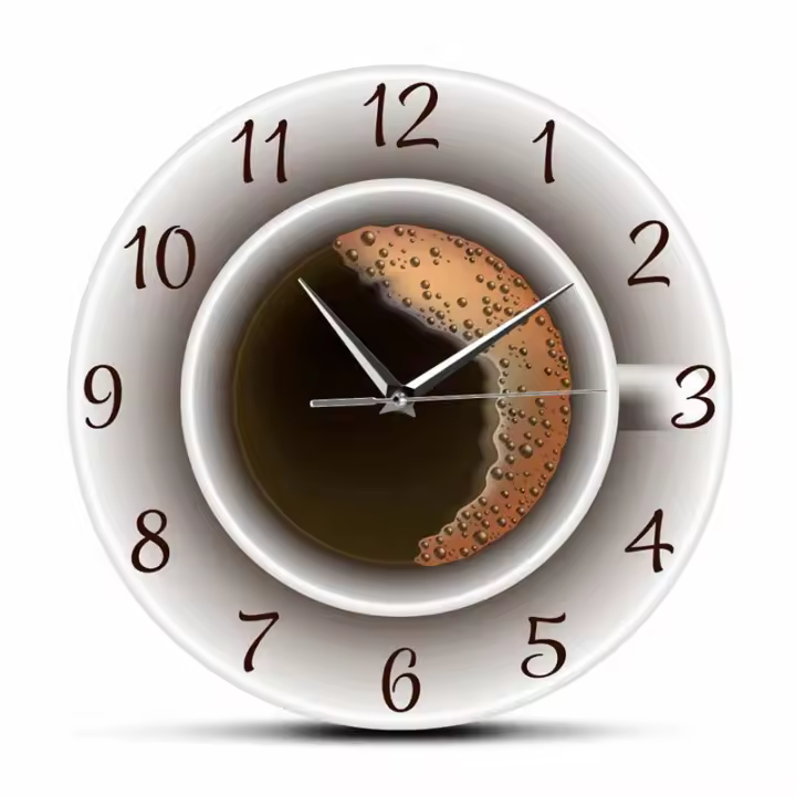 Reloj de comparación Silencioso with Taza de Café y espuma, decoración de Cocina, cafetería, Letrero de - 1