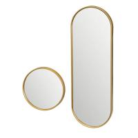 MIRAMAX-Set 2 espejos pared para vestidor marco dorado. redondo 21cm y un espejo ovalado 62cm x21cm  ideales para combinar en cualquier estancia de la casa. - details 0