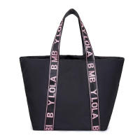 Tejido de letras bolso de tote de gran capacidad bolso de mano para viajes sencillos - details 1
