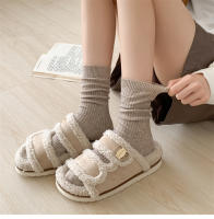 Calcetines Retro Para Mujer Estilo Japonés Otoño Nuevo Color Sólido Calientes Para Casa Simples Ciclista Transpirables Casuales Rayados Sueltos - details 4