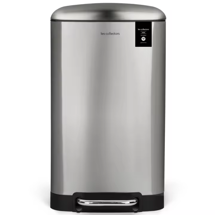 Les Collectors Cubo de Basura con Pedal, Metal, Plata, 40 L - 1