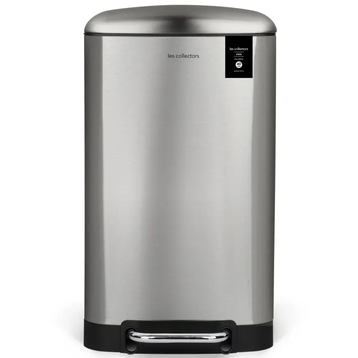 Les Collectors Cubo de Basura con Pedal, Metal, Plata, 40 L - 1