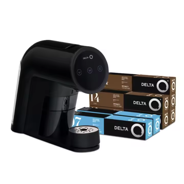 Delta Q IconiQ - Máquina de Café Espresso - Pack de Cafetera de Cápsulas Automática con Depósito para 10 Cápsulas - Pantalla Táctil - Incluye Pack 70 Cápsulas de Café Intesidades - 1