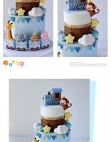 Topper De Pastel De Tren Marrón Con Animales Para Niños Decoración De Cumpleaños Bebé Fiesta De Aniversario Con Giraffa Oso Elefante Mono - details 1