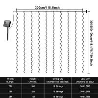 1 Pack De Luces Solares Para Cortina 300 LED 8 Modos Impermeable IP44 Decoración De Jardín Y Pared Para Navidad 9.8x9.8 Pies - details 3