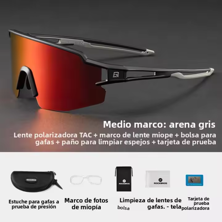 Gafas De Bicicleta ROCKBROS Con Marco Miopía Lentes Polarisados UV400 Deportes Al Aire Libre Gafas De Ojos Para MTB Y Ciclismo En Carretera Unisex - 1