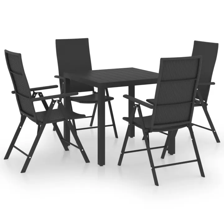 vidaXL Juego de comedor para jardín 5 piezas negro - 1