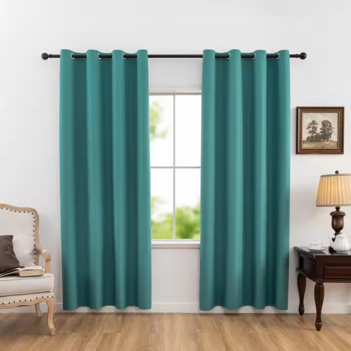 Cortinas Modernas De 100% Negro Con Grommet Top En Tela Suave Color Sólido Para Sala De Estar Y Dormitorio - 1