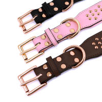 Collar De Cuero Genuino Para Perros Grandes Y Medianos Con Estacas Ajustable Para Rottweiler Algodón De Larga Duración Resistente Para Aleman Shephard Bulldog - details 3