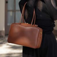 Bolso De Hombro Para Mujer En Cuero Genuino Split Tamaño Grande Color Marrón Y Negro Estilo De Lujo Y Moda Bolso Cruzado - details 2