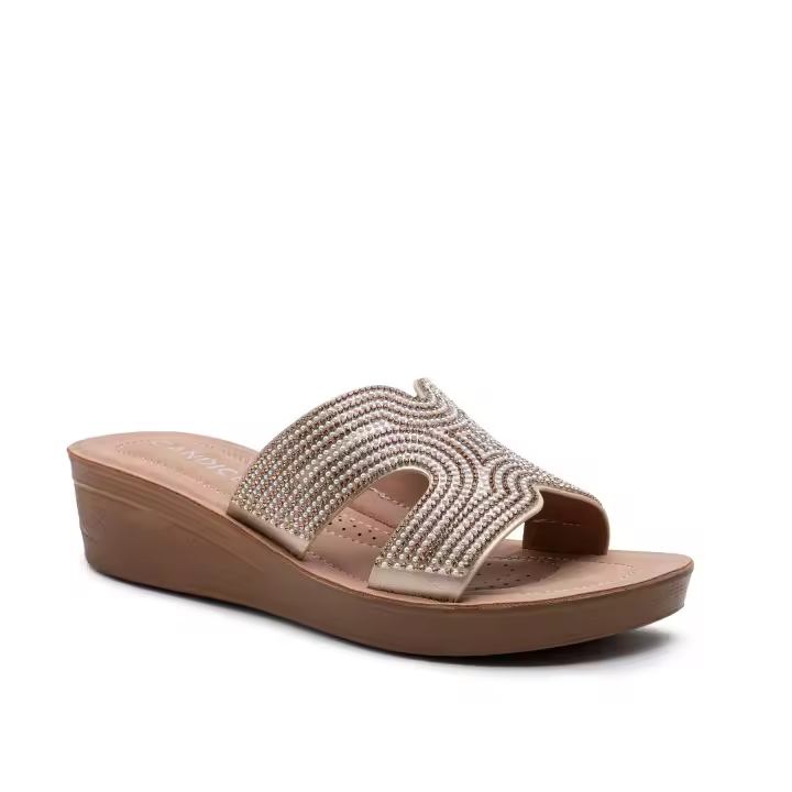 Sandalias de Cuña con Brillantes y Calce Fácil, Sandalias Ortopédicas con diamantes decorativos, Verano Para Mujer, Zapatos de Playa y Vacaciones - 1