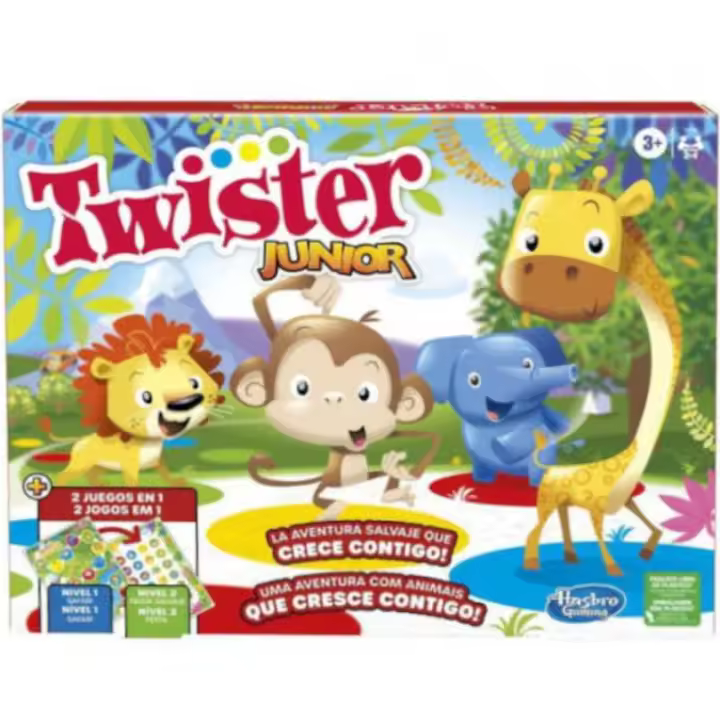 Hasbro Gaming Fantástico Juego Twister Junior 2 en 1 | Safari de Animales y Fiesta Salvaje - 1