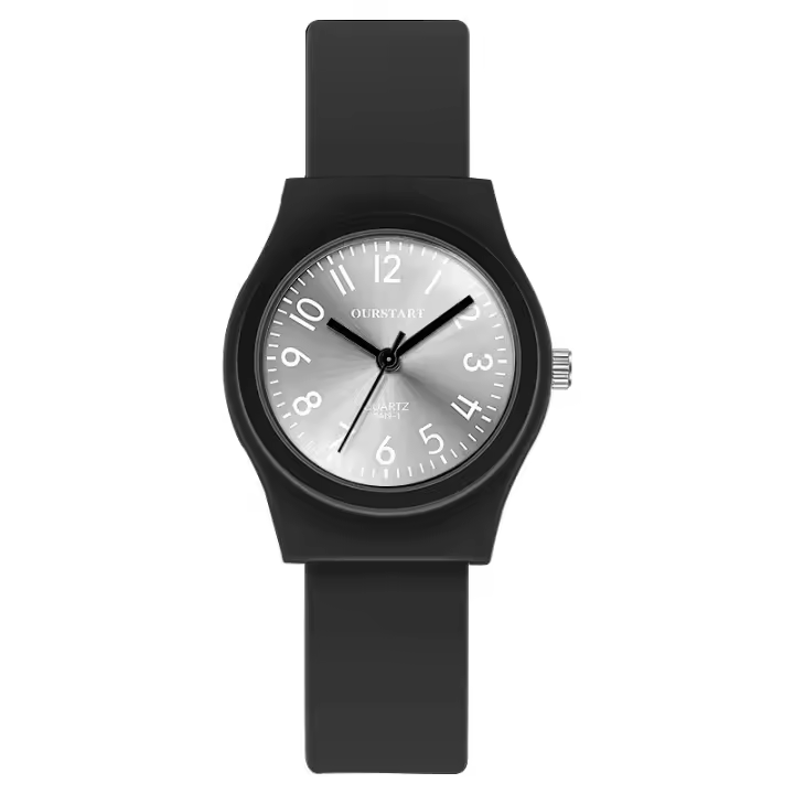Reloj De Cuarzo Digital Para Mujeres Y Niños Color Caramelo Moda Silicona Ajustable Reloj De Pulsera Con Marcadores Arábigos - 1