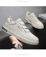 Zapatos Vulcados Para Hombre Malla Transpirable Cuero PVC Antideslizante Cómodo Suela Gruesa Talla Grande Zapatillas Blancas - details 7