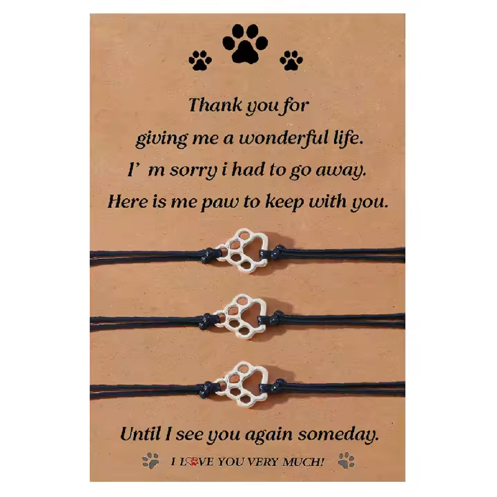 Tejida memoria pulsera a mano con huella de pata de Gato y Perro, Creative joyería para Mujer - 1