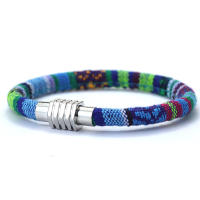Nuevo Pulsera Minimalista De Hilo Para Hombre Joyería De Playa Bohemia Accesorios Éticos Pulsera De Cuerda Regalo Para Él Material COTON Metálico Tipo De Cadena De Cuerda Clavija Magnética Estilo Geométrico - details 7