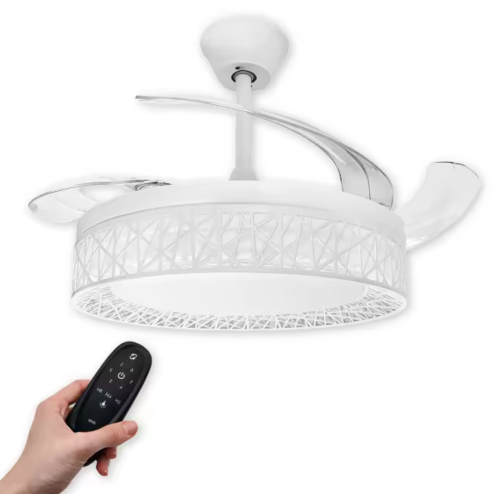 LED ATOMANT Ventilador de Techo con Luz LED 36W con Luz Regulable CCT 4100LM, Ø109cm, Aspas Retráctiles, Motor DC Silencioso y Eficiente, 6 Velocidades, Modo Verano/Invierno, Temporizador, Bajo Consumo, Ideal para Salón, Dormitorio u Oficina, con Mando - 1