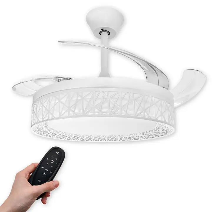 LED ATOMANT Ventilador de Techo con Luz LED 36W con CCT 4100LM, Ø109cm, Aspas Retráctiles, Motor DC Silencioso y Eficiente, 6 Velocidades, Modo Verano/Invierno, Temporizador, Bajo Consumo, Ideal para Salón, Dormitorio u Oficina, con Mando - 1