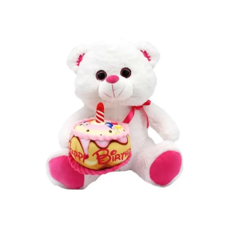 PELUCHE OSO BLANCO CON TARTA CUMPLEANOS 30-40CM - 1