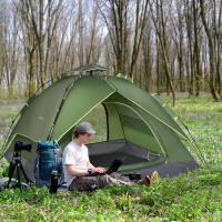 Tienda de campaña Doble para 2 adultos + 1 Niño, impermeable, todas las Estaciones, 210x210x140 cm, perfecto para Aventuras al Aire Libre - details 0