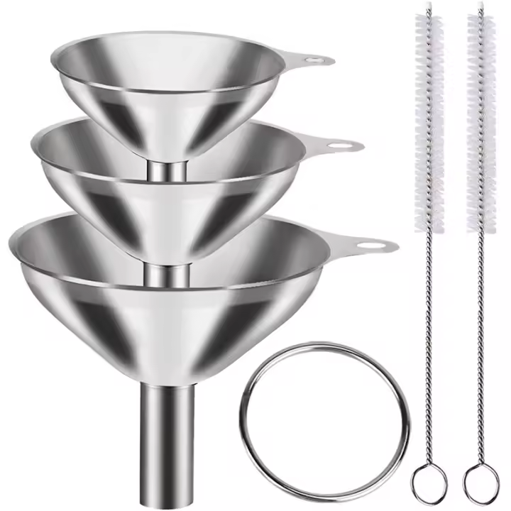 Juego De 3/5 Funnel De Acero Inoxidable Para Cocina Funnel De Metal De Grado Alimenticio Para Rellenar Botellas Pequeño Para Aceites Esenciales Condimentos - 1
