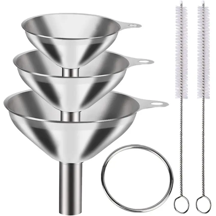 Juego De 3/5 Funnel De Acero Inoxidable Para Cocina Funnel De Metal De Grado Alimenticio Para Rellenar Botellas Pequeño Para Aceites Esenciales Condimentos - 1