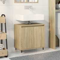 vidaXL Armario de baño madera de ingeniería 58x33x60 cm en color Roble Sonoma/Roble artisan/Madera antigua y más | almacenamiento funcional diseño moderno para baño dormitorio sala - details 0