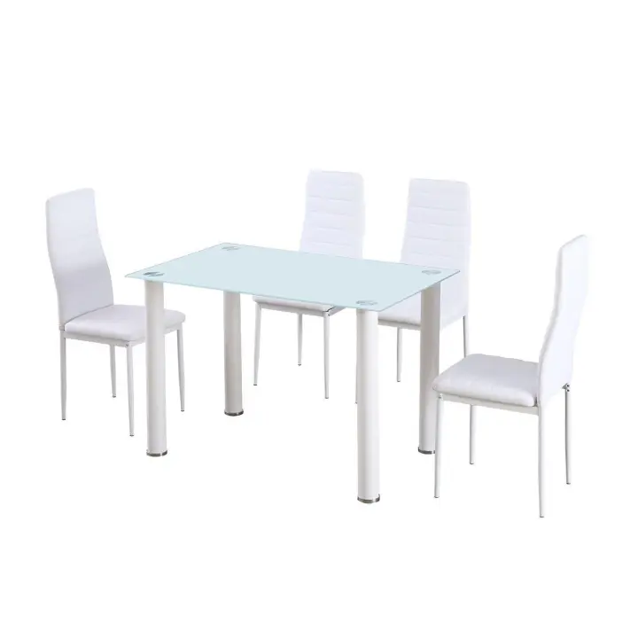 Mesa de Cristal Templado + 4 Sillas Polipiel. Comedor o Cocina     Saldos y Stocks - 1